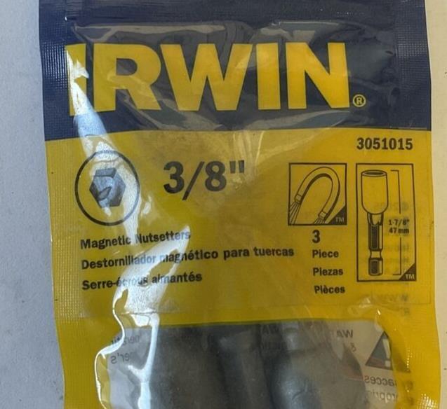 IRWIN 3051015 MAGNETIC NUTSETTER 3/8" BAG OF 3 ****LOTOF5****