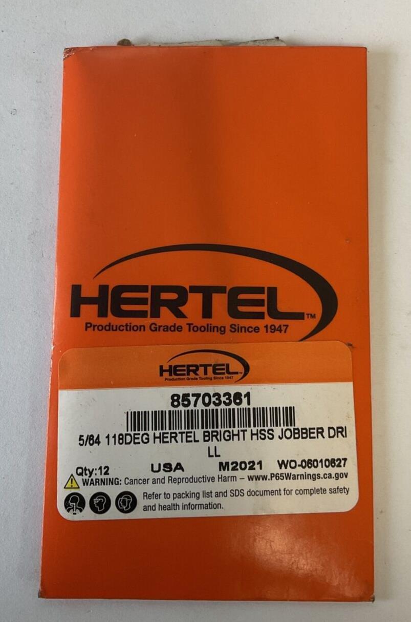 HERTEL 5/64 85703361 118DEG BRITE HIGH SPEED JOBBER DRILL BIT ***PACK OF 12***
