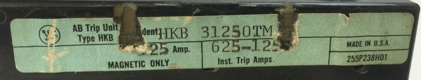 WESTINGHOUSE HKB31250TM TRIP UNIT 125AMP 3POLE INST TRIP 625-1250A