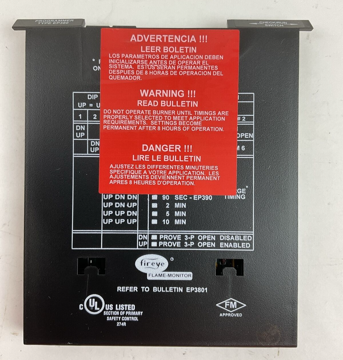 FIREYE TYPE EP380 PROGRAMMER