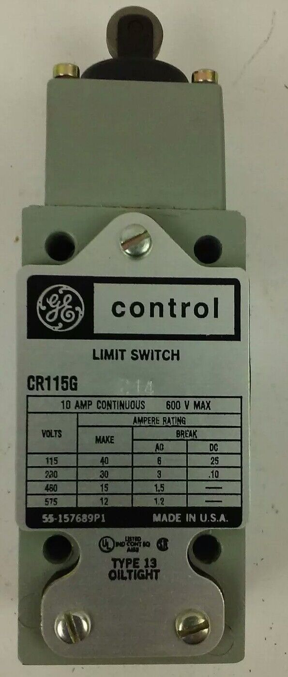 GE, CR115G214, LIMIT SWITCH, 600V MAX, 10 AMP, 600V MAX, 2 NO- 1 NC CONTACT, NEW