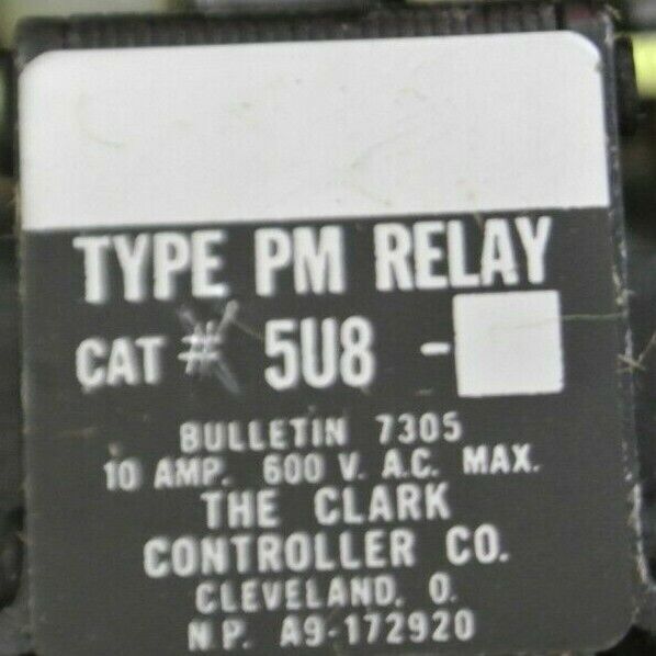 CLARK 5U8-76 / RELAY BUL. 7305 TYPE PM / 8 N.O. / 110-120V COIL / NEW SURPLUS