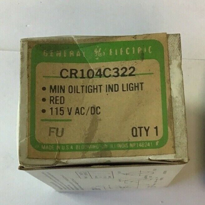 GENERAL ELECTRIC CR104C322 OILTIGHT INDICATOR LIGHT RED 115V AC/DC
