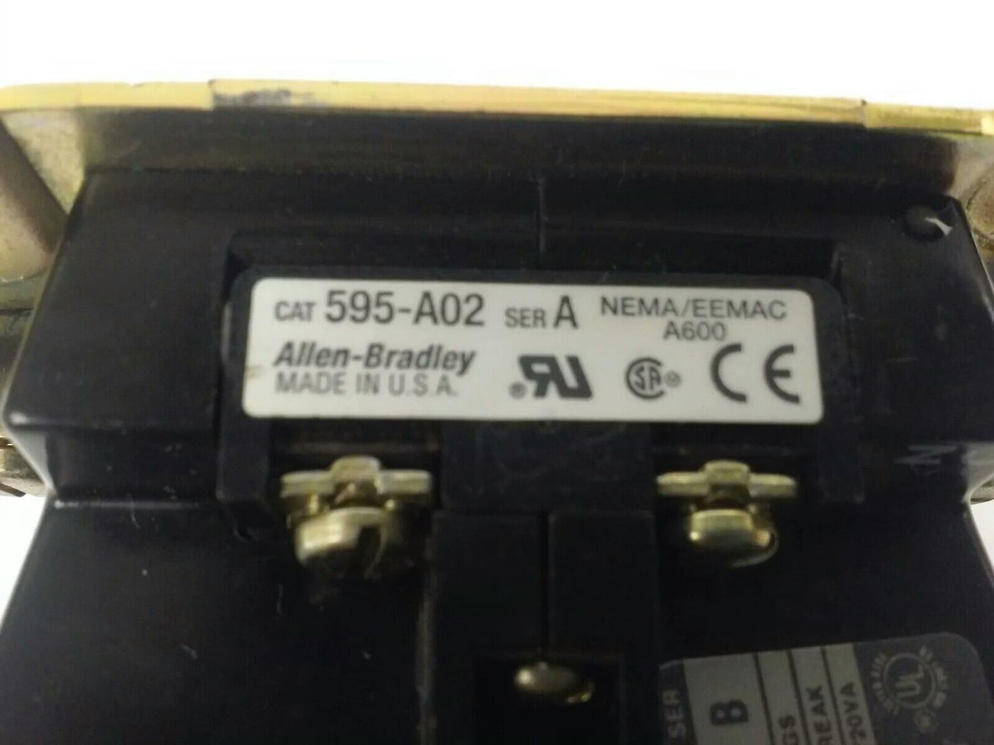 ALLEN BRADLEY 592-BOW16 SER. B OVERLOAD RELAY, 120-600V, W/ 595-A02 SER. A A600