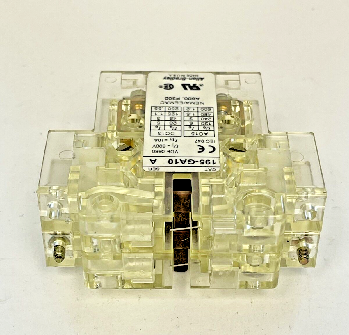 ALLEN-BRADLEY - 195-GA10 SER. A - AUXILIARY CONTACT SIDE MOUNT, FOR 194R DISCONN