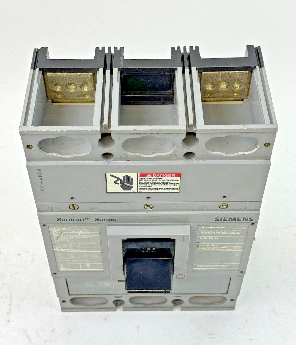 SIEMENS - JXD62S400A - SWITCH W/ A01JLDLV LOW VOLT AUX SWITCH 2 POLE/400A/600VAC