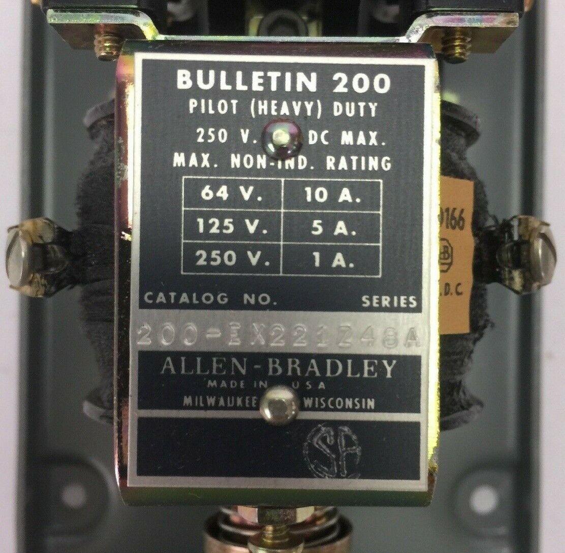 ALLEN BRADLEY 200-EX221Z48 DC CONTROL RELAY 250VDC 10A 2NO-2NC 56D166 COIL 48VDC