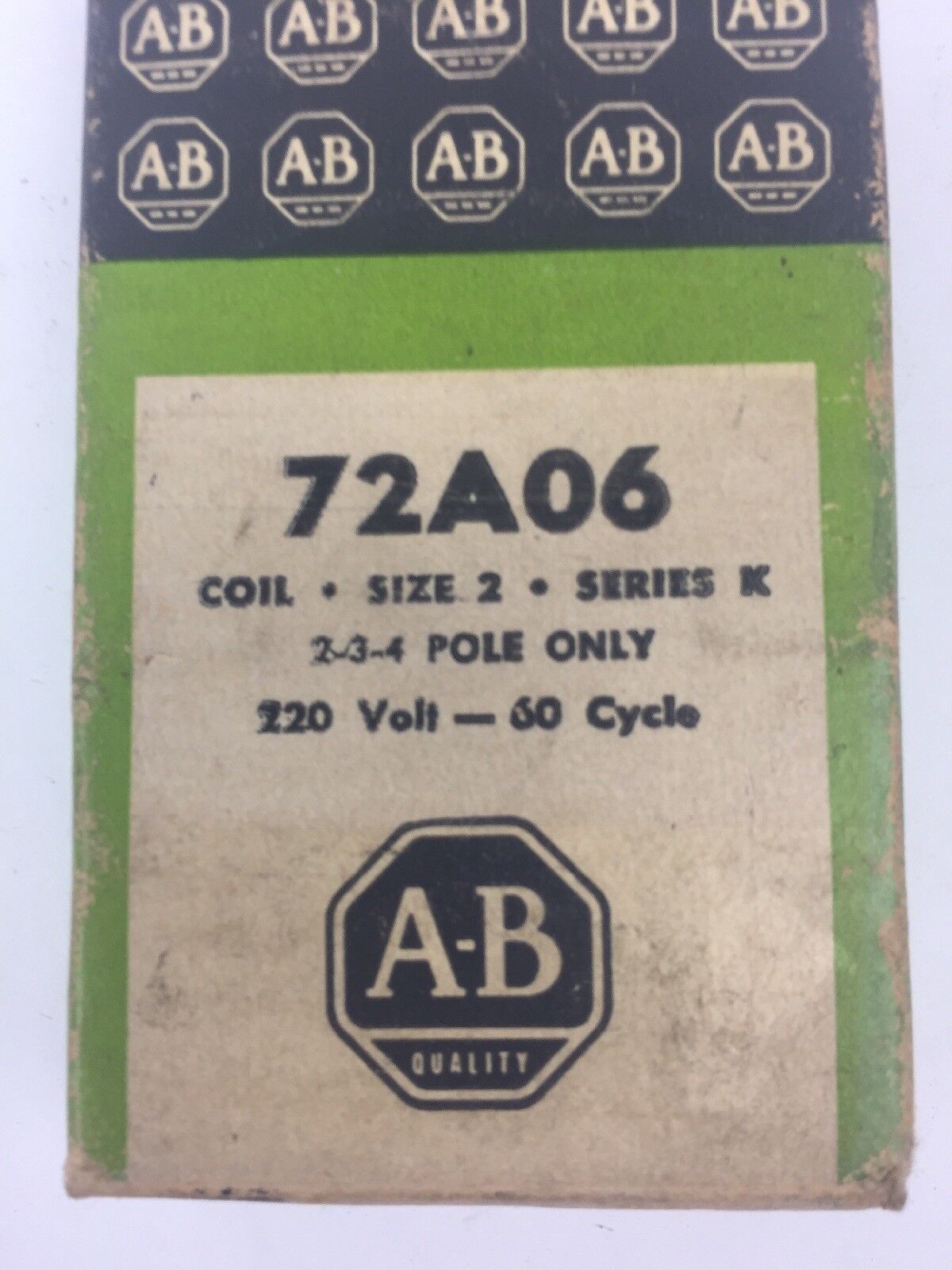 ALLEN BRADLEY 72A06 COIL 220V 60CY SIZE 2 SERIES K 2-3-4 POLE ONLY
