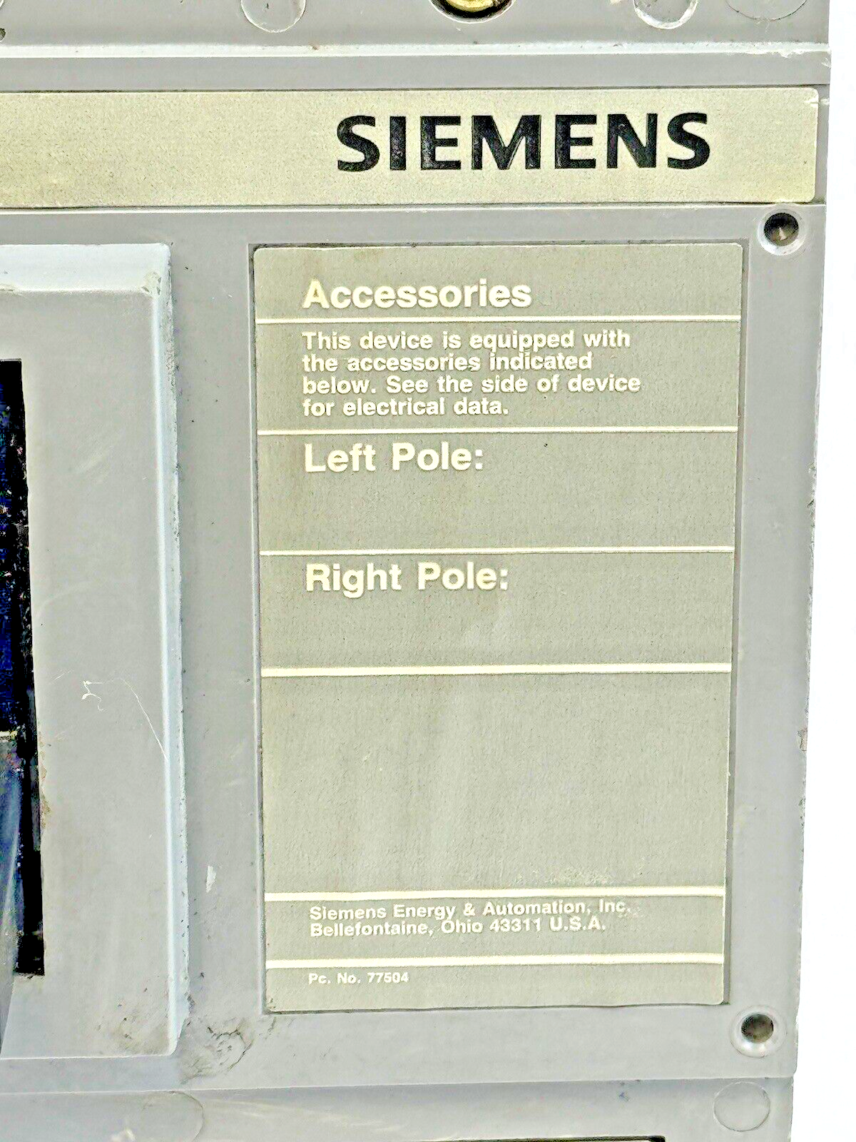 SIEMENS - JXD63S400A - SENTRON MOLDED CASE SWITCH - 3 POLE/400A/600VAC/JXD6-A