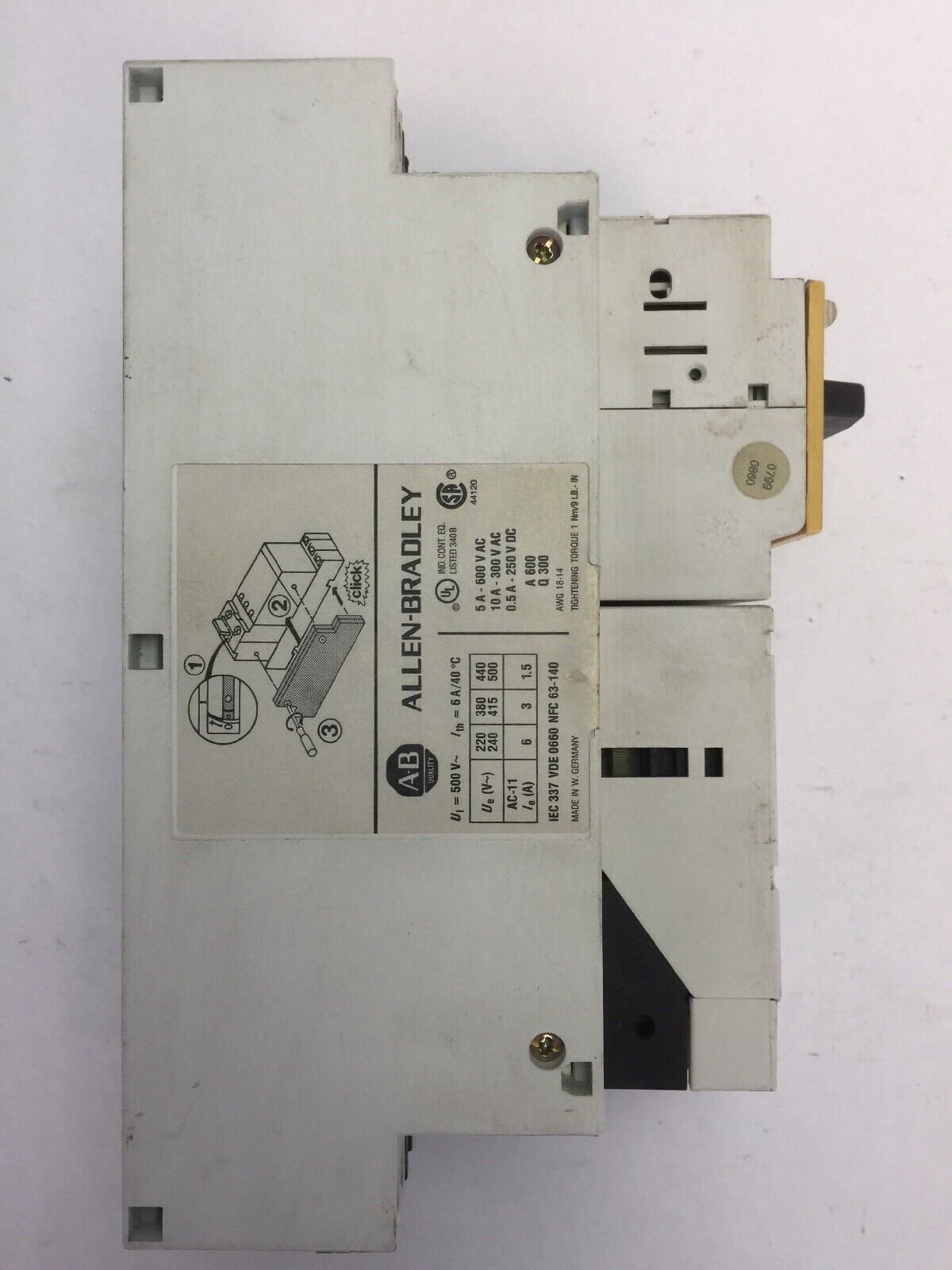 ALLEN BRADLEY MOTOR STARTER 190-P100 SER A 190-MN SER A 190-A40 SER B COIL 120V