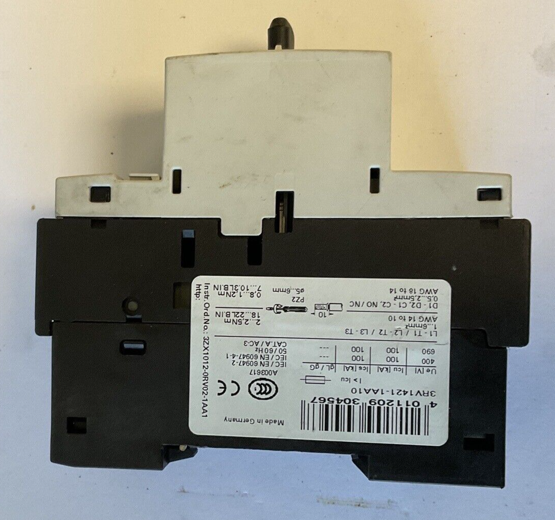 SIEMENS 3RV1421-1AA10 MANUAL MOTOR STARTER CLASS 10 33A 1.1-1.6A ***LOTOF2***