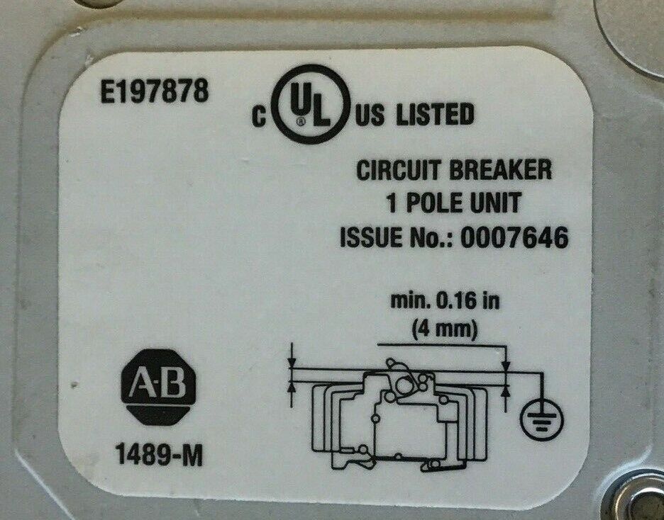 ALLEN BRADLEY 1489-M C 7A 1POLE CIRCUIT BREAKER W/ 1489-ABRA3 AUX. CURCUIT
