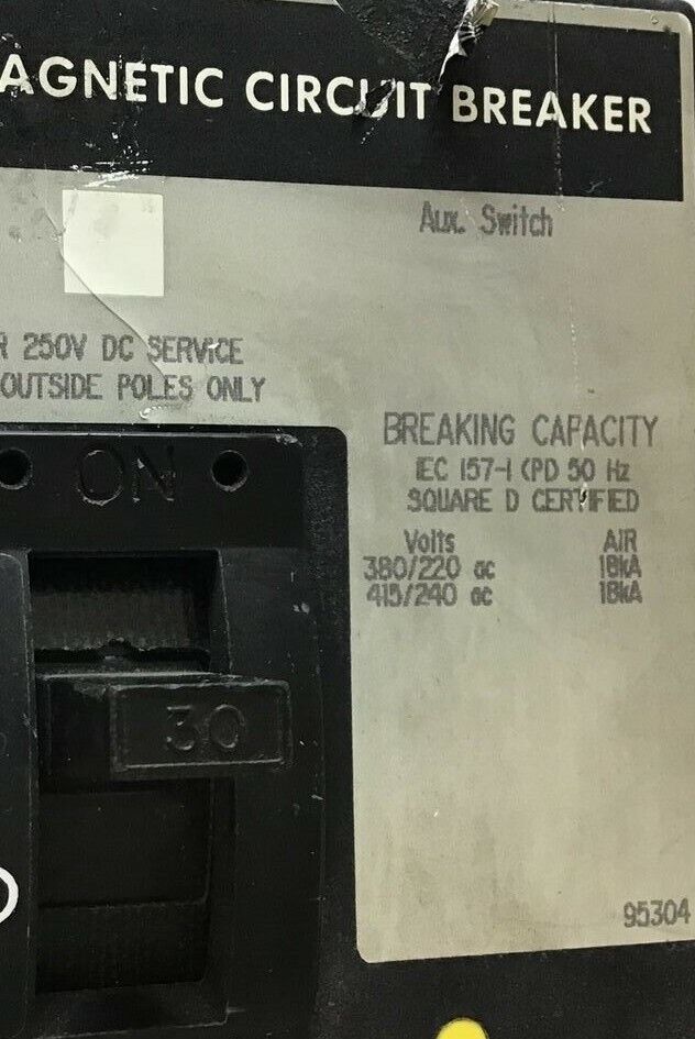 SQUARE D FAF340302333 CIRCUIT BREAKER 30A 250VDC 480VAC