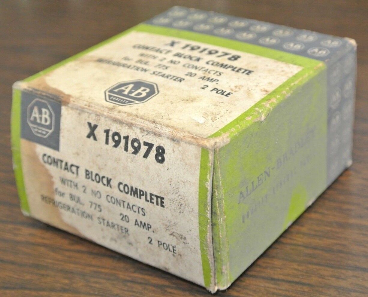 ALLEN-BRADLEY X 191978 CONTACT BLOCK / 2 NO / 20A / REFRIG. STARTER NEW SURPLUS