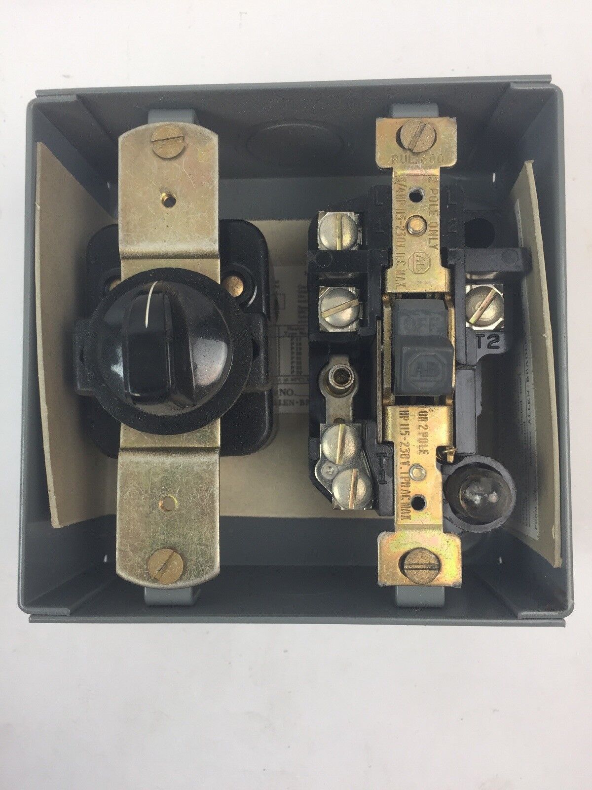ALLEN BRADLEY 600-TAX218 MANUAL STARTING SWITCH W/ SELECTOR SWITCH & PILOT LIGHT