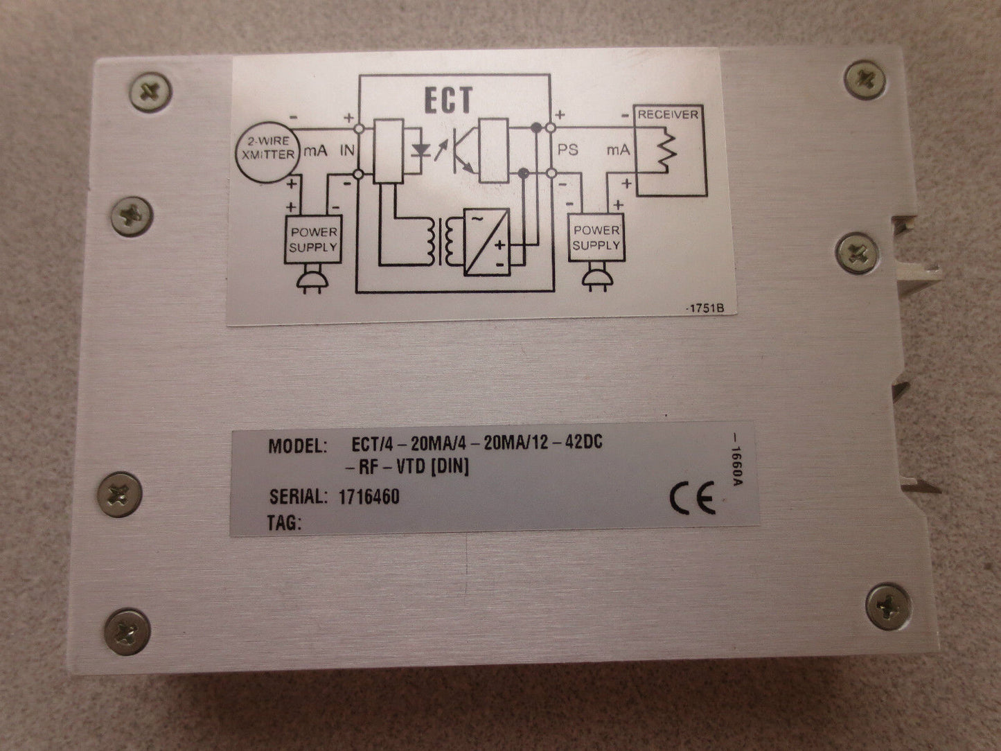 MOORE IND'S ECT/4-20MA/4-20MA/12-42DC-RF-VTD (DIN) SIGNAL ISOLATER CONVERTER