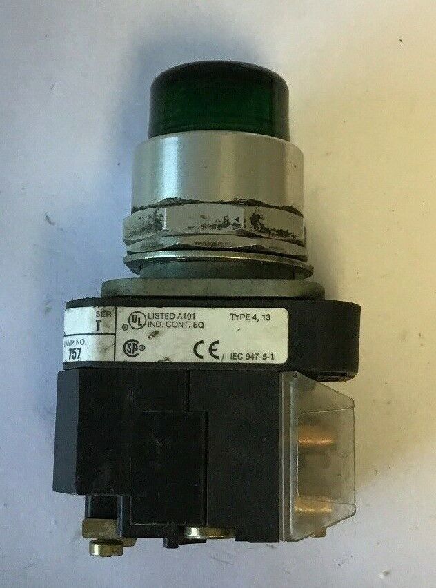 ALLEN-BRADLEY 800T-QT24 SER. T GREEN PUSHBUTTON SWITCH 24VAC/DC #757 LAMP