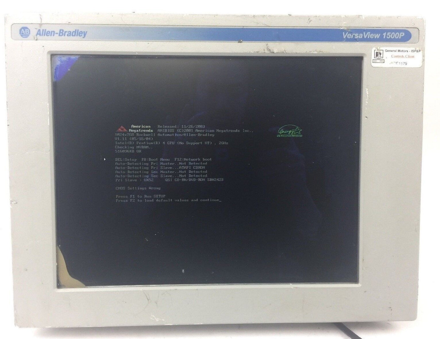 ALLEN BRADLEY VERSAVIEW 1500P 6181P-15NPXPH 100-240VAC 1.5-0.63A 50/60HZ 150VA