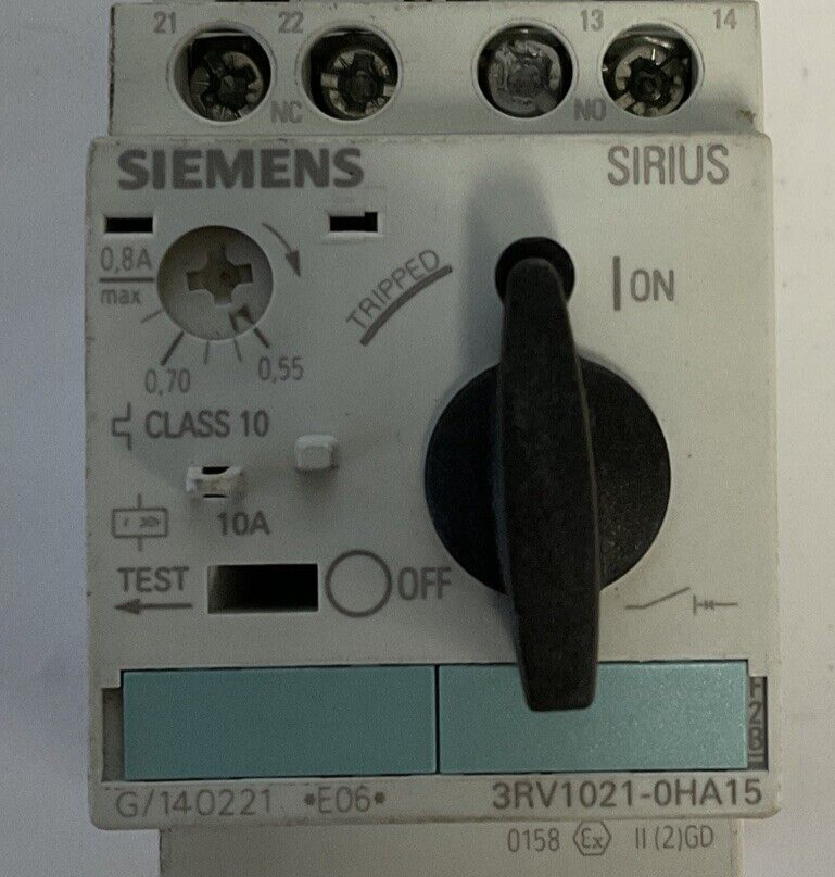 SIEMENS 3RV1021-0HA15 MOTOR STARTER 50/60HZ 600V 0.8-0.55A 6KV