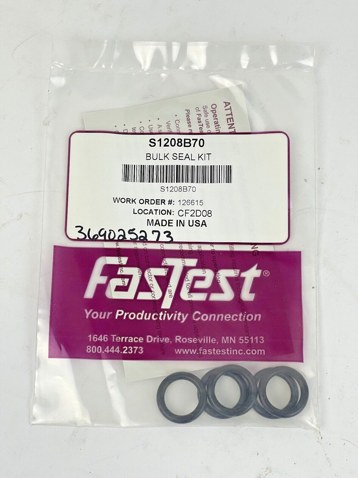 FasTest - BULK SEAL KIT - S1208B70 - O-RING REPLACEMENT (5 INCLUDED IN KIT)