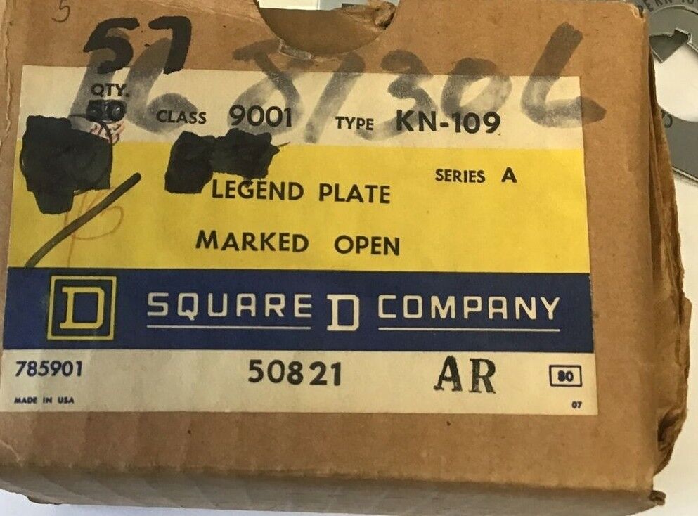SQUARE D 9001 KN-109 LEGEND PLATE "OPEN" SER.A ****LOTOF57****