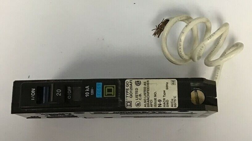 SQUARE D QO120AFI CIRCUIT BREAKER 20A 120VAC 1POLE