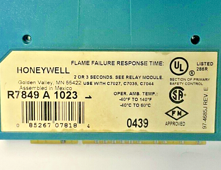 HONEYWELL R7849A1023 ULTRAVIOLET FLAME AMPLIFIER 1.25VDC REV.E