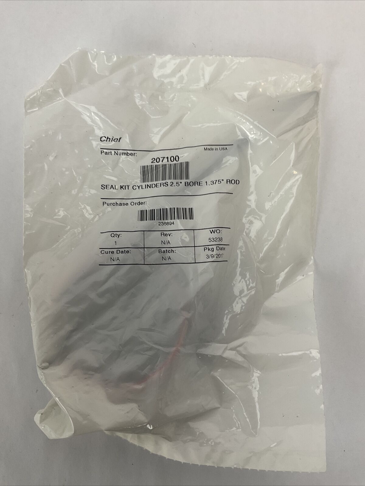 CHIEF 207100 SEAL KIT CYLINDERS 2.5" BORE 1.375" ROD