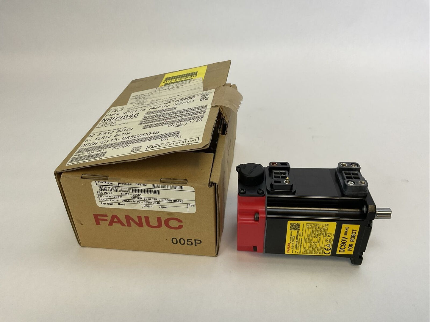 FANUC A06B-0115-B855#0048 AC SERVO MOTOR OUTPUT 0.35kW CINT. 2.5A INPUT 200-240V