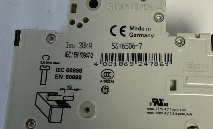 SIEMENS 5SY65 CIRCUIT BREAKER C6 230VAC 30KA***LOTOF3***