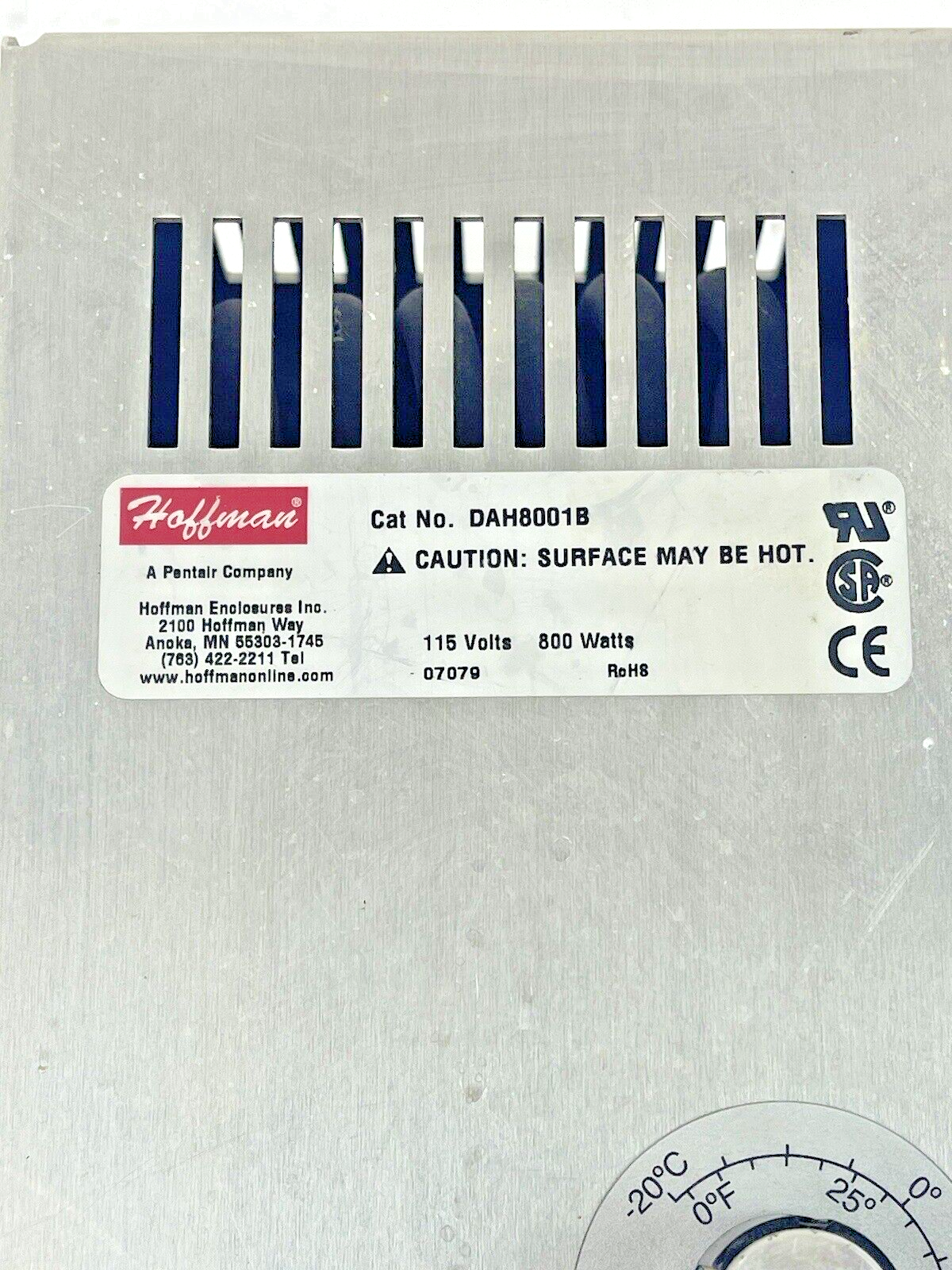 HOFFMAN - DAH8001B - FAN FORCED ENCLOSURE HEATER - 115 V, 800 WATTS, 0° to 100°F