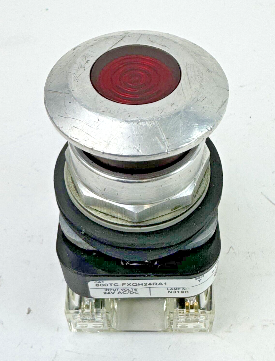 ALLEN-BRADLEY - 800TC-FXQH24RA1 SER. T - RED MUSHROOM PUSH/PULL BUTTON W/ BLOCK