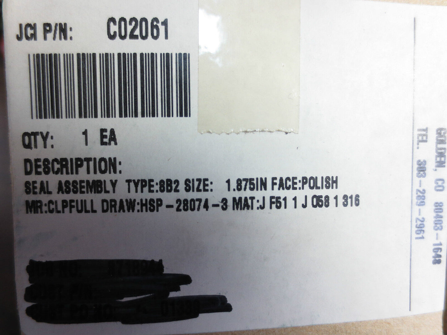JOHN CRANE C02061 MECHANICAL SEAL 1.875" POLISHED FACE - NEW SURPLUS