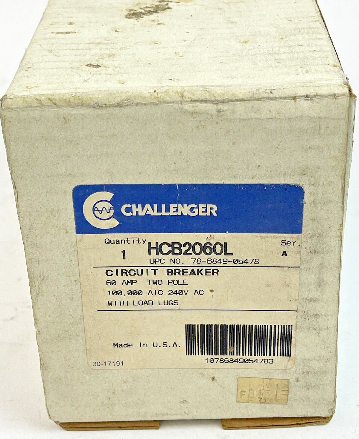 CHALLENGER - HCB2060L SERIES A - CIRCUIT BREAKER - 60A/2 POLE/240 VAC