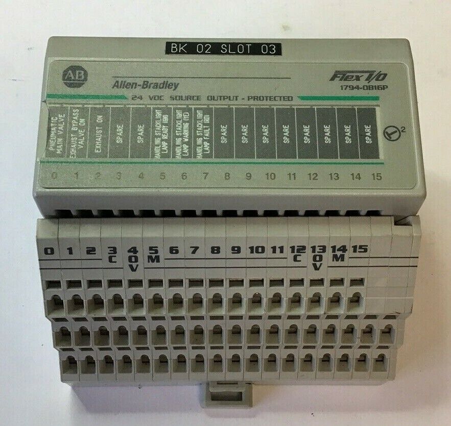 ALLEN BRADLEY FLEX I/O 1794-OB16P 24VDC SOURCE OUTPUT W/ 1794-TB3S TERMINAL BASE