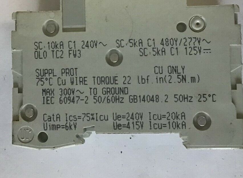 SCHNEIDER C60 C15A CIRCUIT BREAKER MULTI 9 480/277VAC 125VDC