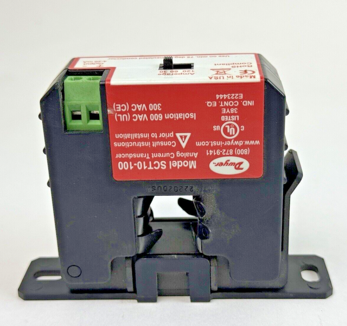 DWYER - SCT10-100 - ANALOG CURRENT TRANSDUCER - 6000VAC, 120/60/30 A, 4-20mA