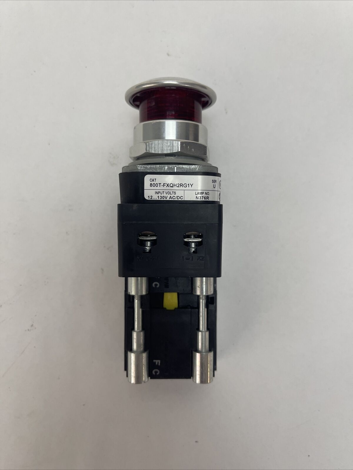 ALLEN BRADLEY 800T-FXQH2RG1Y PUSH PULL MUSHROOM BUTTON SER U INPUT 12...130V