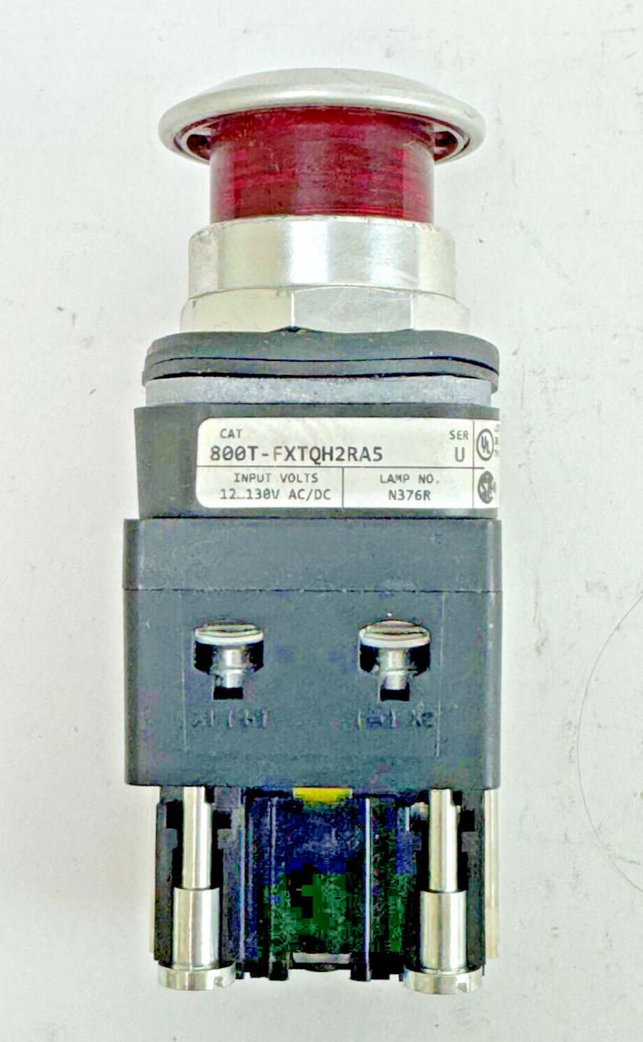 ALLEN-BRADLEY - 800T-FXTQH2RA5 SER. U - RED MUSHROOM PUSH/PULL BUTTON W/ BLOCK
