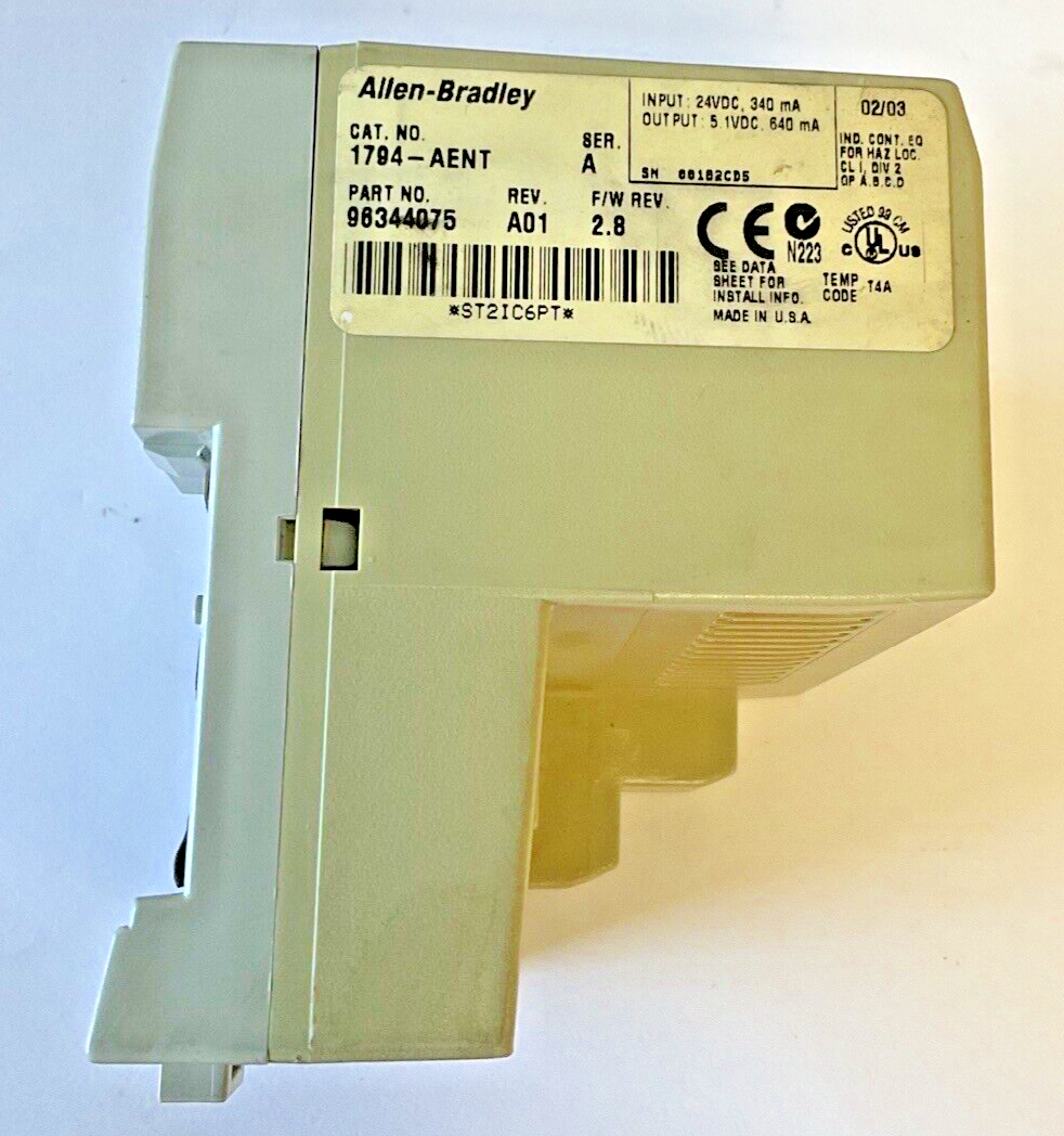 ALLEN BRADLEY 1794-AENT ETHERNET/IP 10/100 ETHER ADAPTER SER.A REV.A01 FWREV 2.8