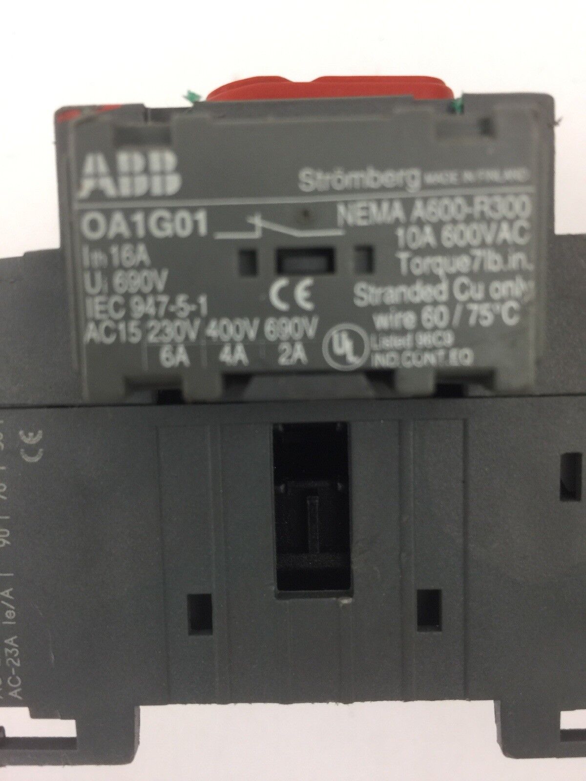 ABB OT125E3 GENERAL PURPOSE SWITCH 600 VAC 100 A W/2 OA1G01 AUXILIARY CONTACTS