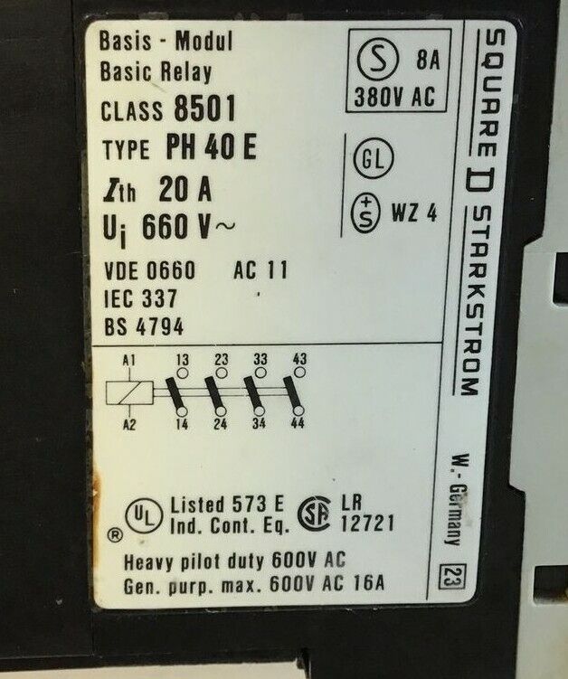 SQUARE D CLASS 9999 TYPE PTD30 PNUEMATIC TIMER MODULE W PH40E CONTACTOR