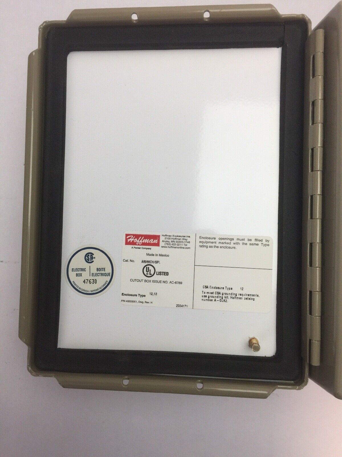 HOFFMAN A8066CH/SPI ENCLOSURE TYPE 12,13