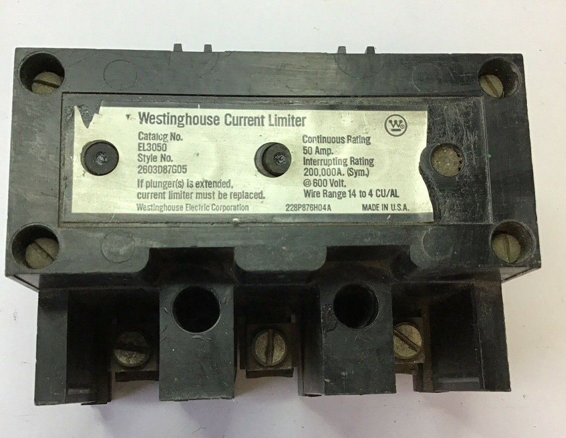 WESTINGHOUSE EL3050 CURRENT LIMITER 50A 600VOLT 2603D87G05