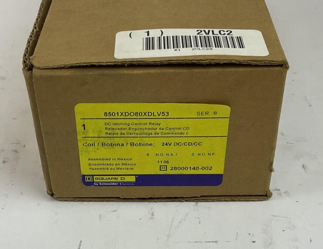 SQUARE D 8501XBO80XDLV53 DC LATHCING CONTROL RELAY SER.B 24VDC