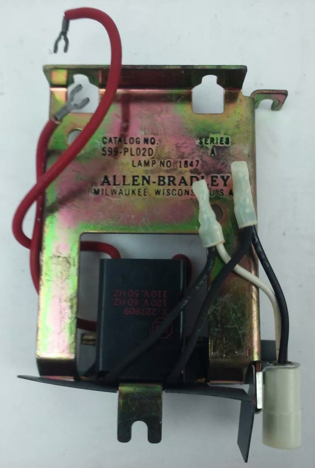 ALLEN BRADLEY 599-PL02D SER. A, PILOT LIGHT W/ RED LENS, SIZES 0-1-2, 120V- 60HZ