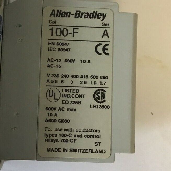 ALLEN BRADLEY 700-CF400Z* SER.A CONTACTOR W/ 100-F SER.A AUX CONTACT