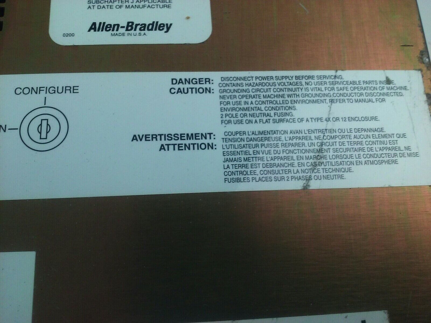 ALLEN BRADLEY 2711E-T10C6 SER. D REV. A PANELVIEW 1000E TERMINAL FRN 5.14
