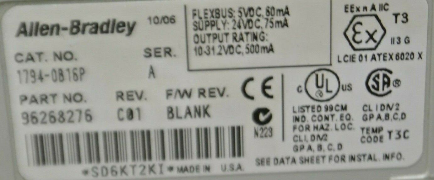 ALLEN-BRADLEY 1794-OB16P FLEX I/O 24VDC SOURCE OUTPUT MODULE / PROTECTED
