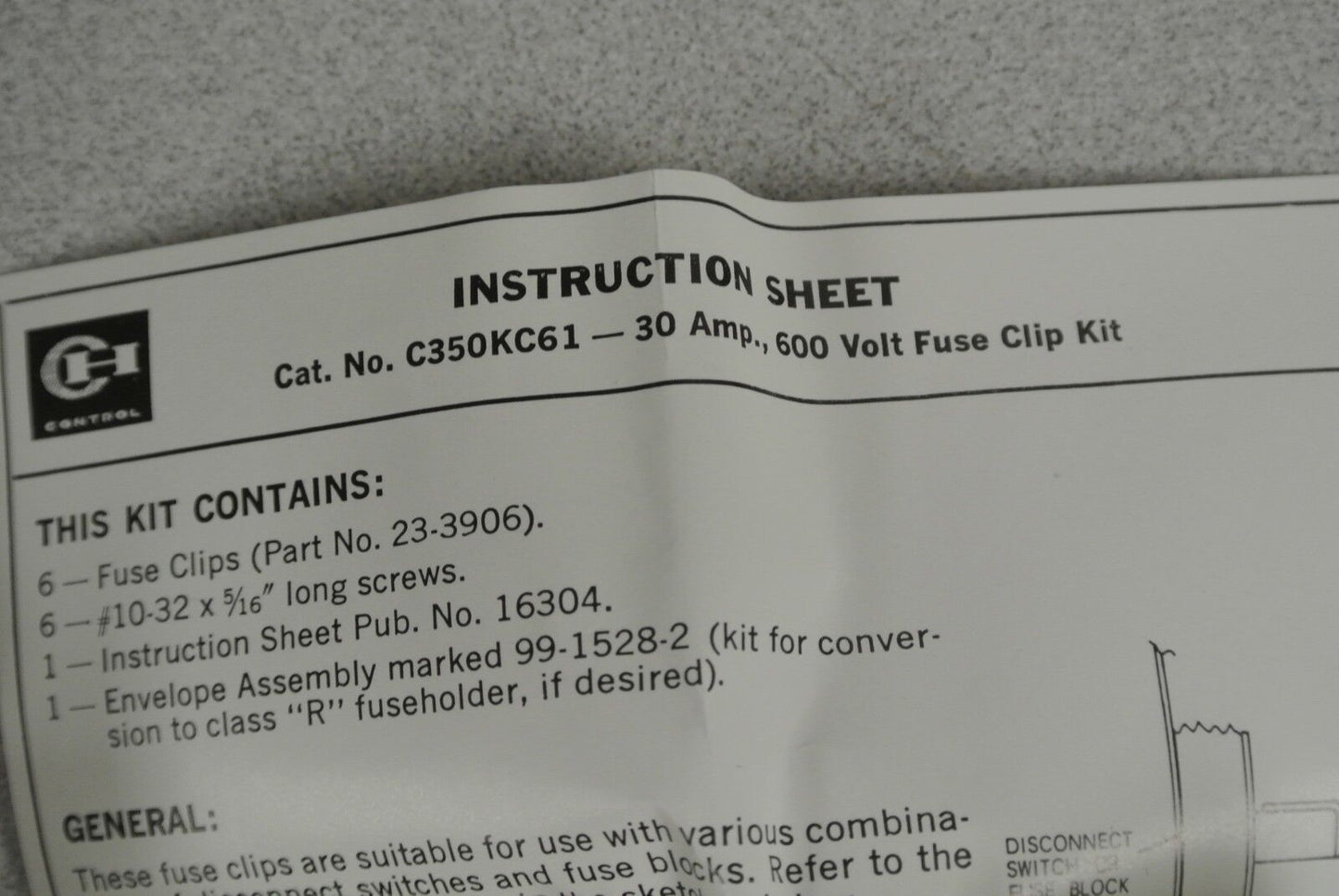 LOT of 4 SETS / CUTLER-HAMMER FUSE CLIP KITS / NEW SURPLUS
